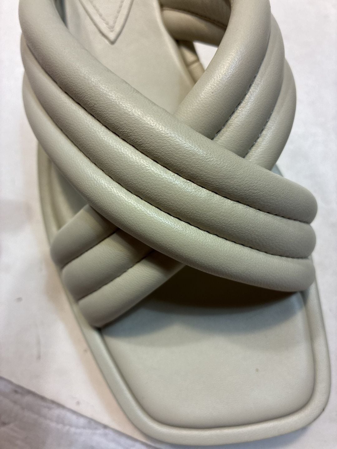 Dee Ocleppo Sicily Crisscross Platform Slide Sandals Beige Ivory 4