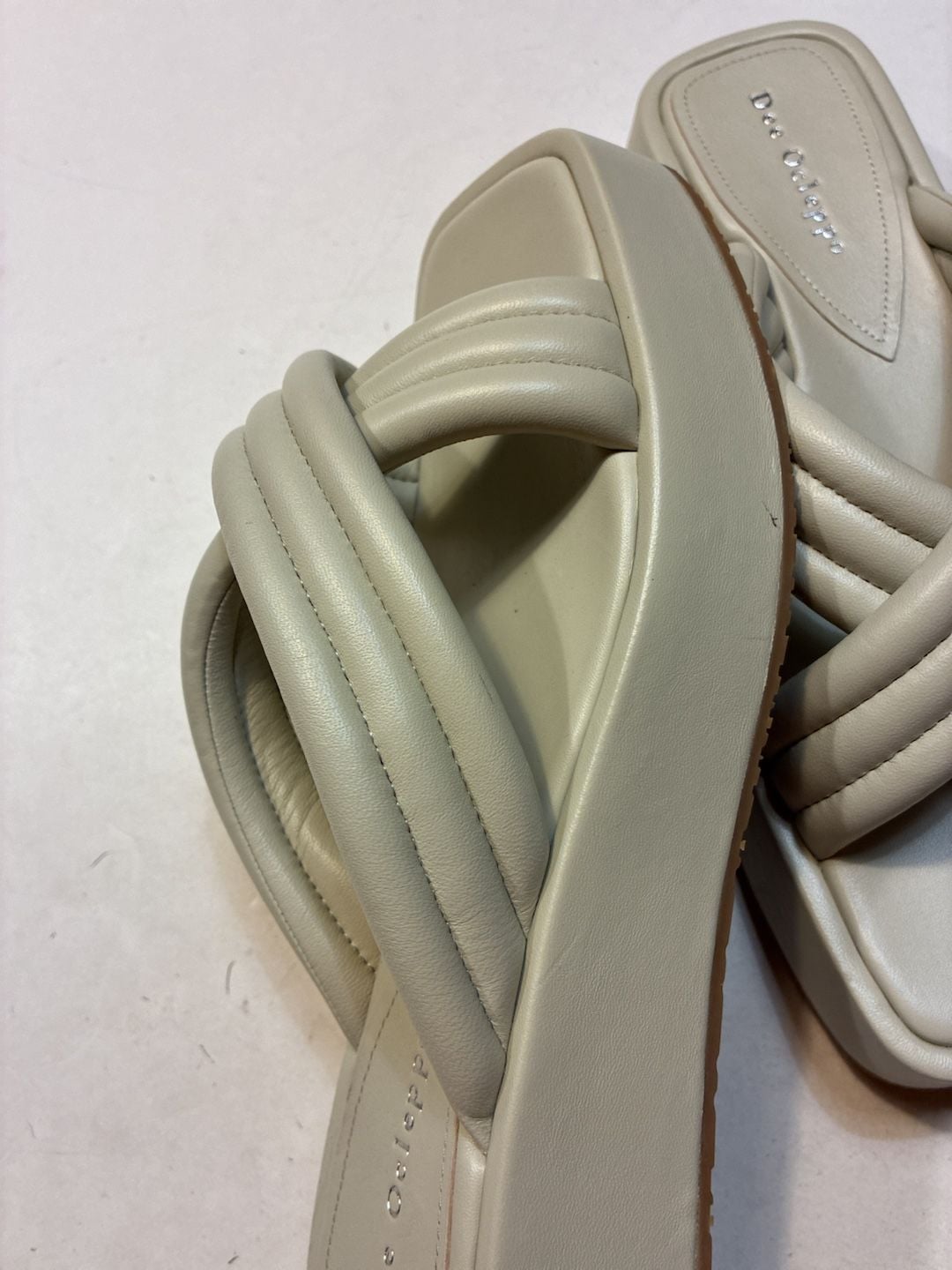 Dee Ocleppo Sicily Crisscross Platform Slide Sandals Beige Ivory 5