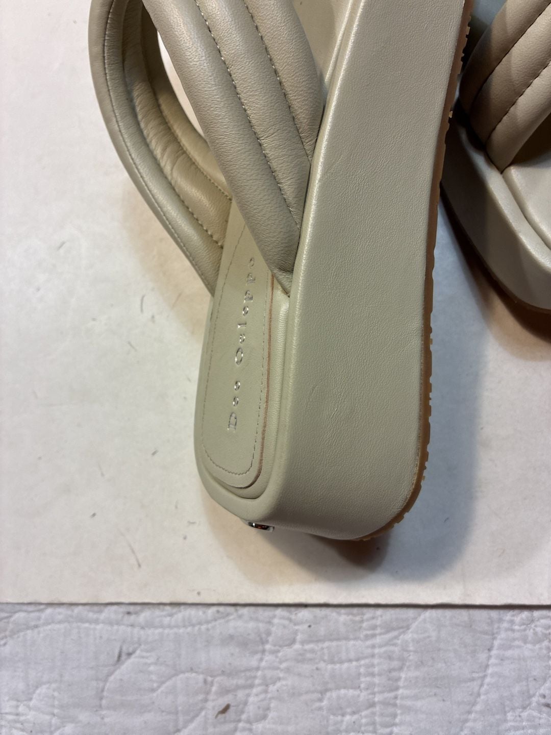 Dee Ocleppo Sicily Crisscross Platform Slide Sandals Beige Ivory 6