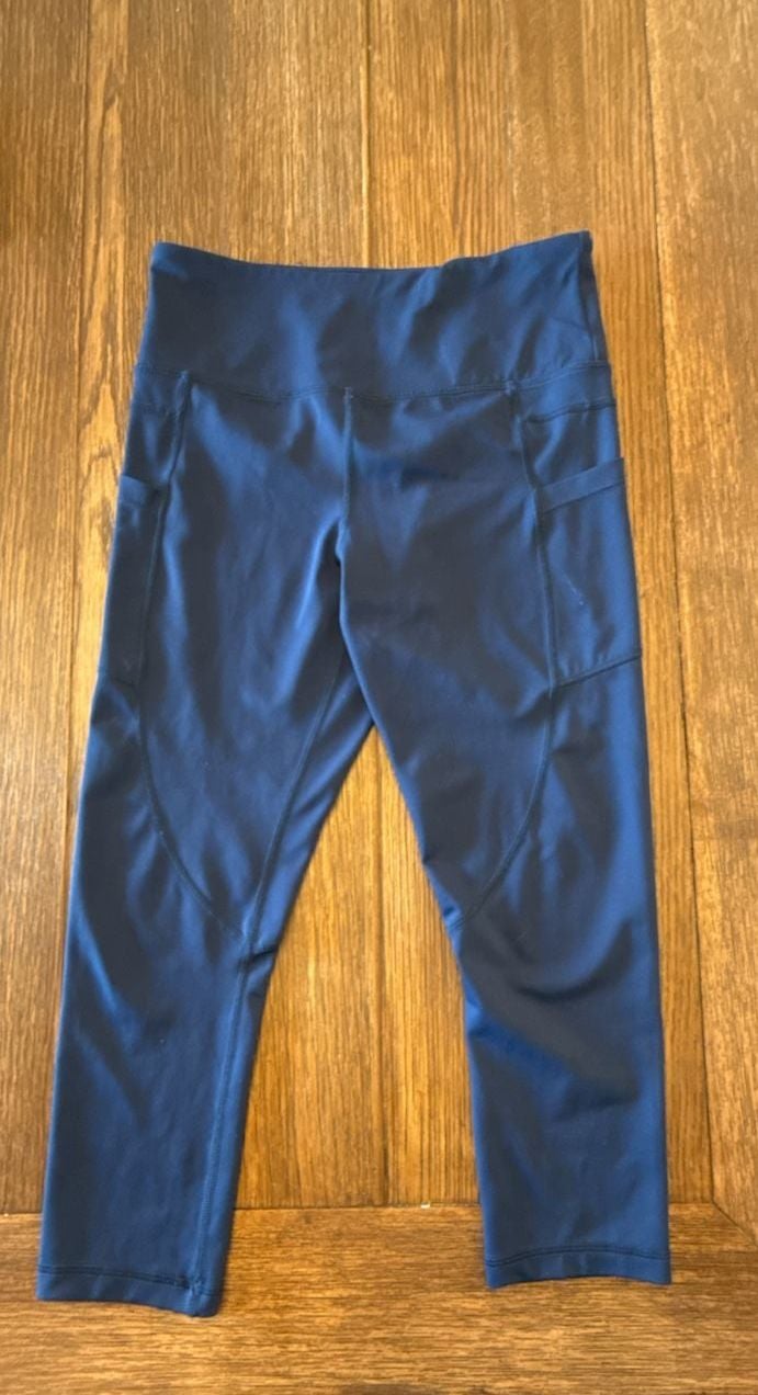 Zyia Active Capri Leggings Size 6-8 Blue Pocket High Rise Yoga Workout 2