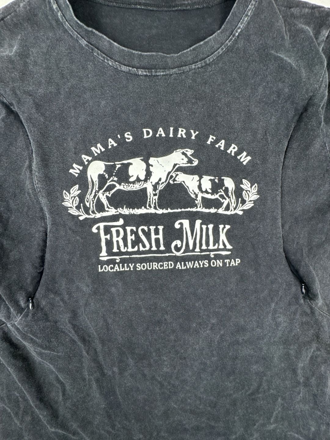 All Things Mama Designs Mama's Dairy Farm Nursing Tee Size XL Black 3