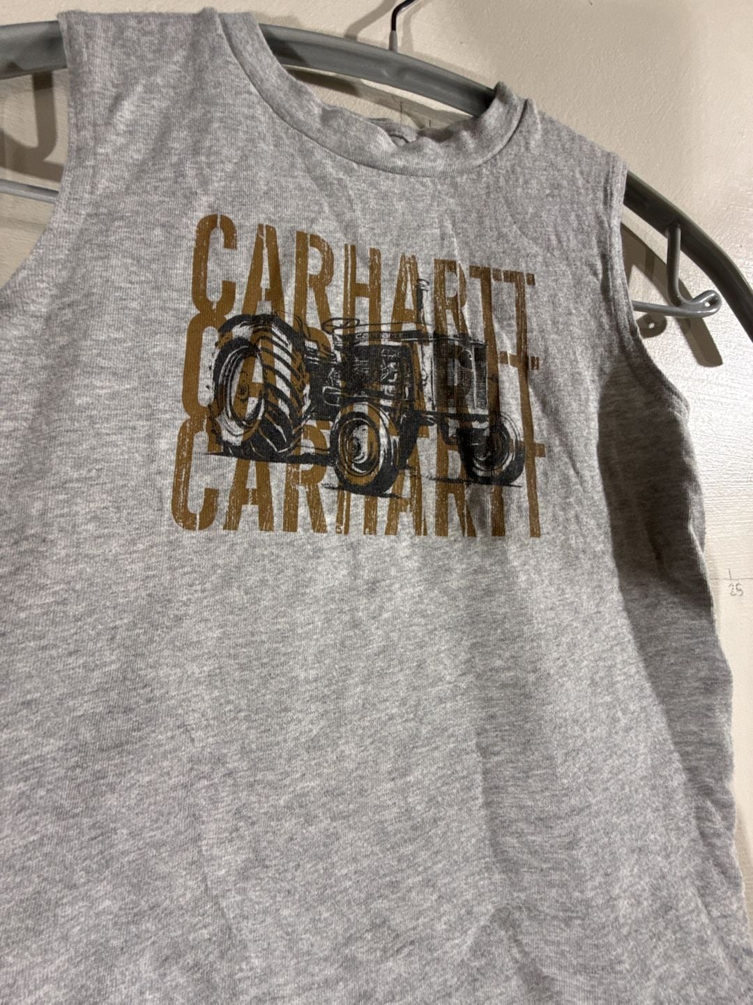 Carhartt Tractor Graphic Tank Top Size 5 Gray Sleeveless Shirt 3