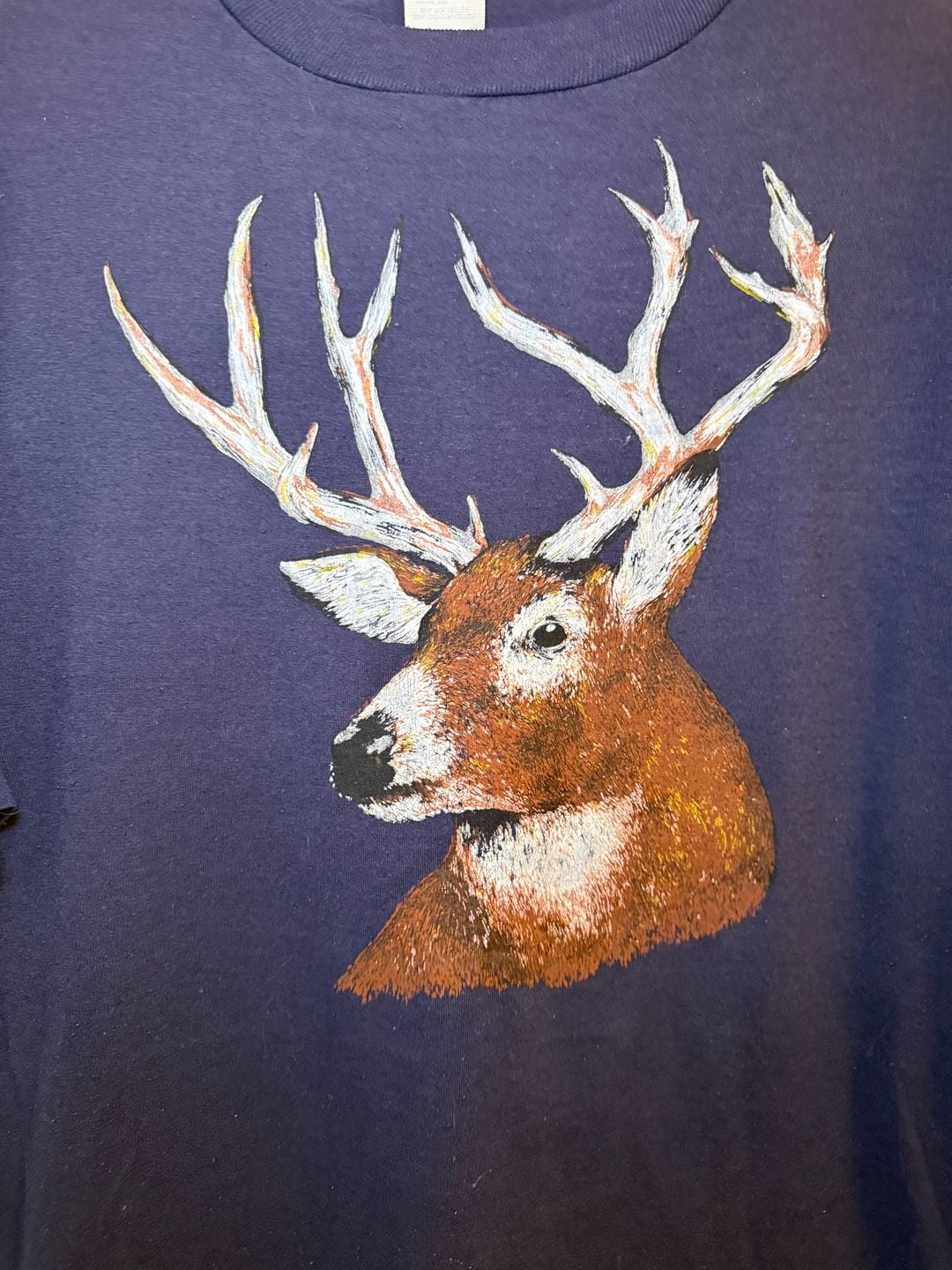 Russell Athletic Deer Buck Graphic T-Shirt 2XL Navy Blue Vintage USA Made 3