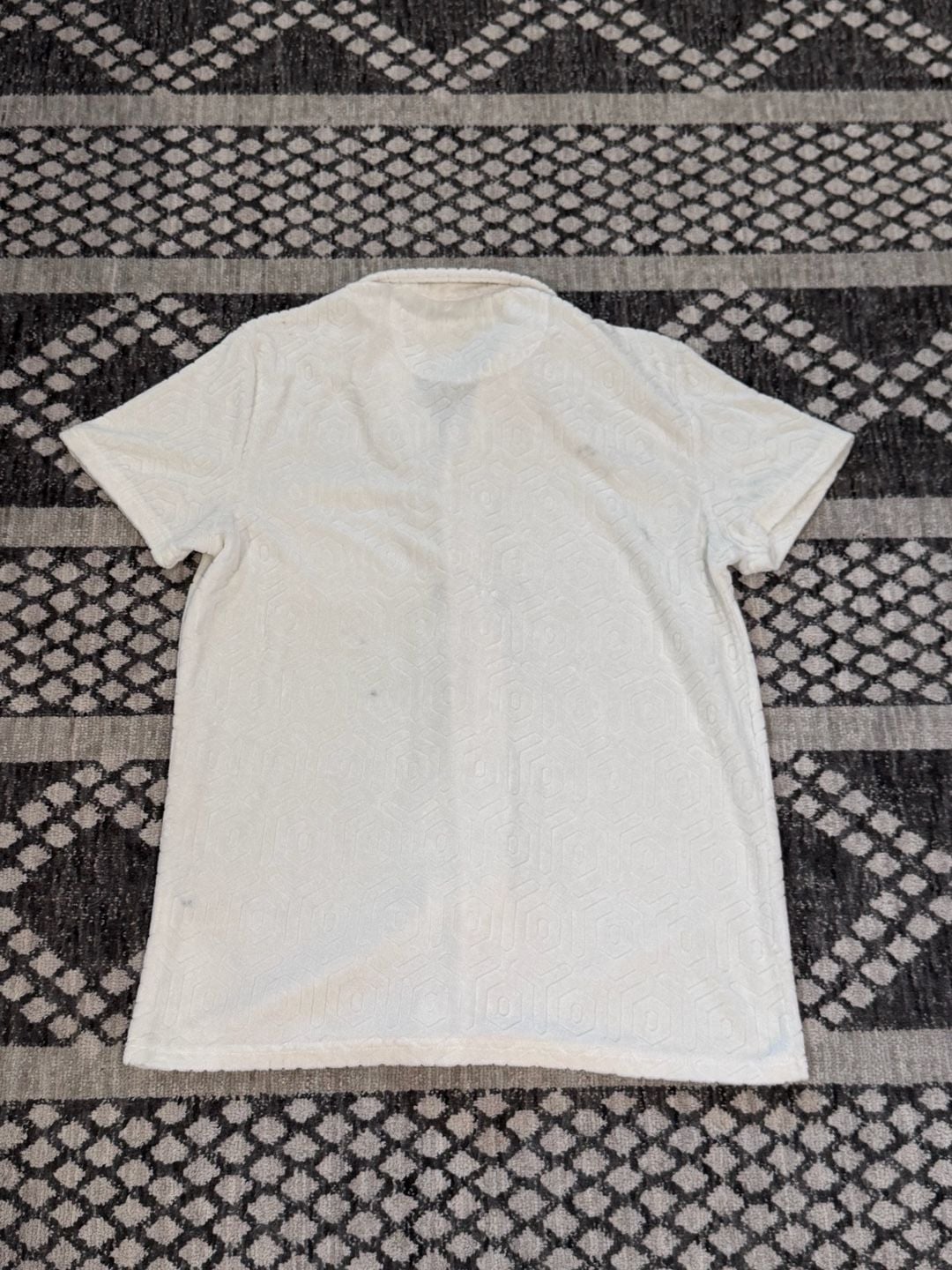 Scott James Short Sleeve Camp Shirt Size M Ivory Terry Towel 3