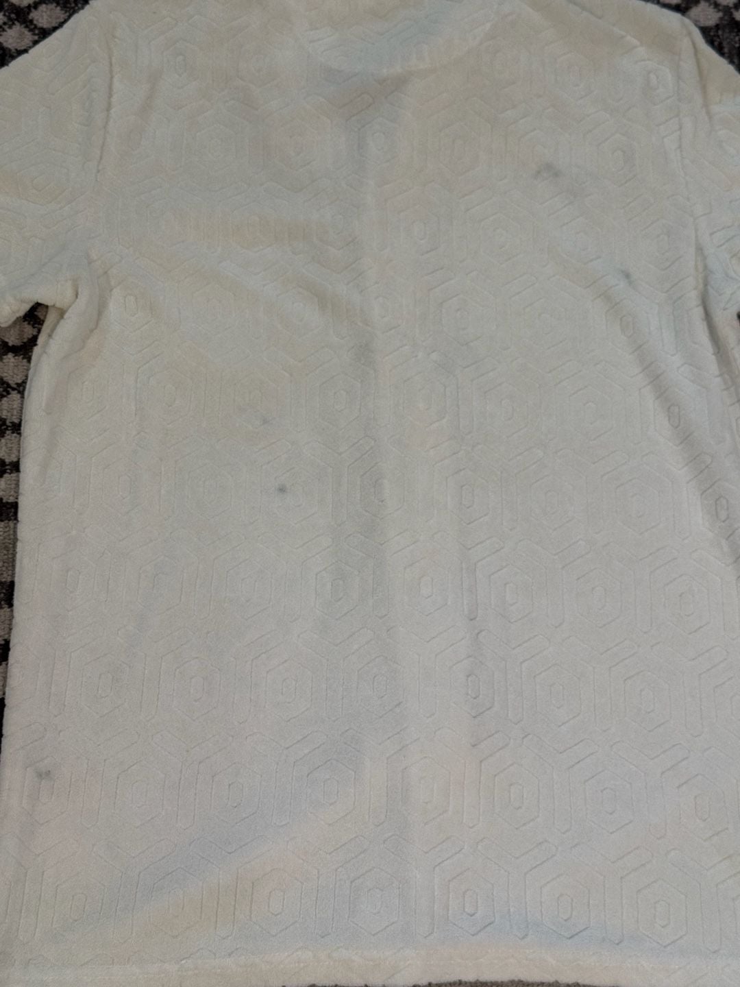 Scott James Short Sleeve Camp Shirt Size M Ivory Terry Towel 8