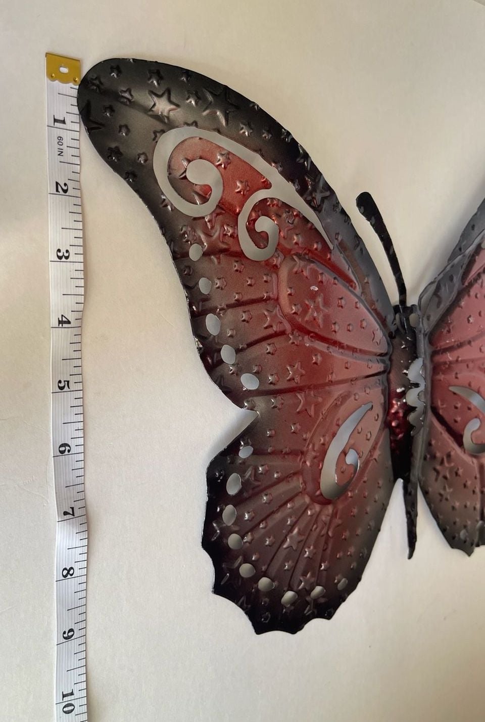Metal Butterfly Wall Art Red Black Decorative Hanging Sculpture 7