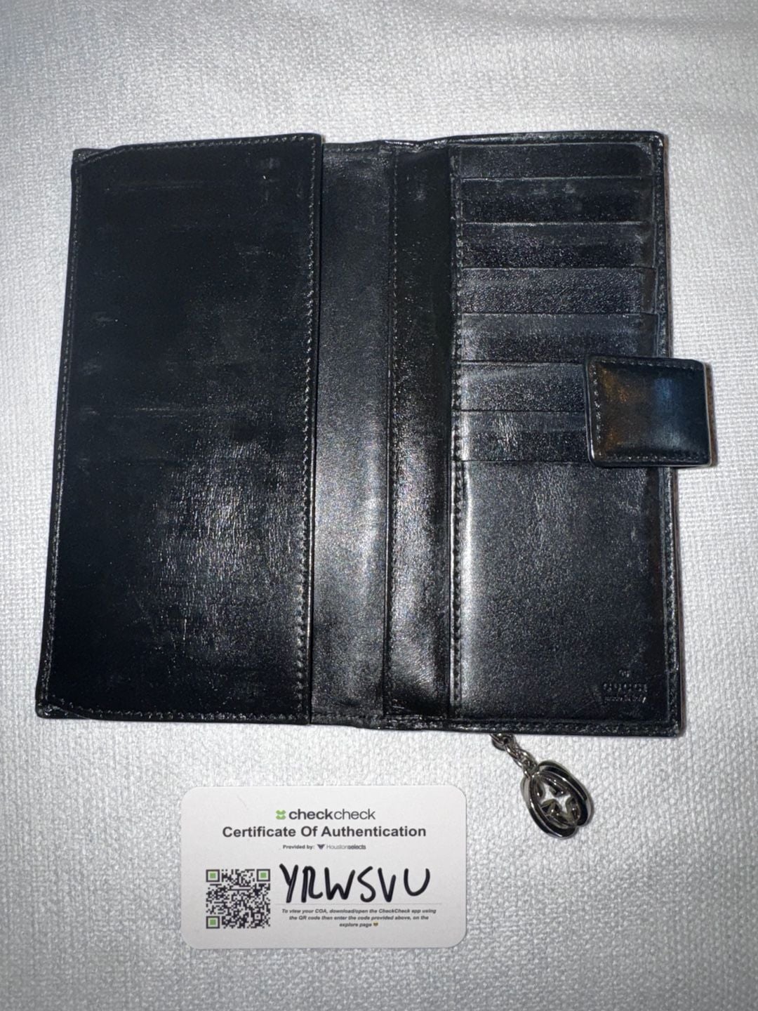 Gucci GG Canvas Charm Continental Wallet Beige Black 7