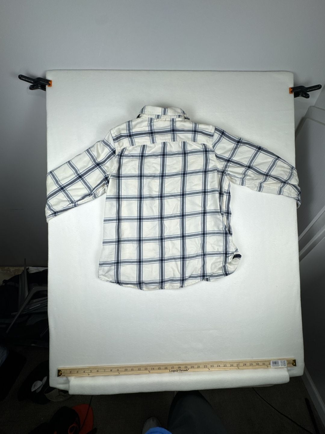 L.L. Bean Plaid Button-Down Shirt Size M Blue White Organic Cotton 7
