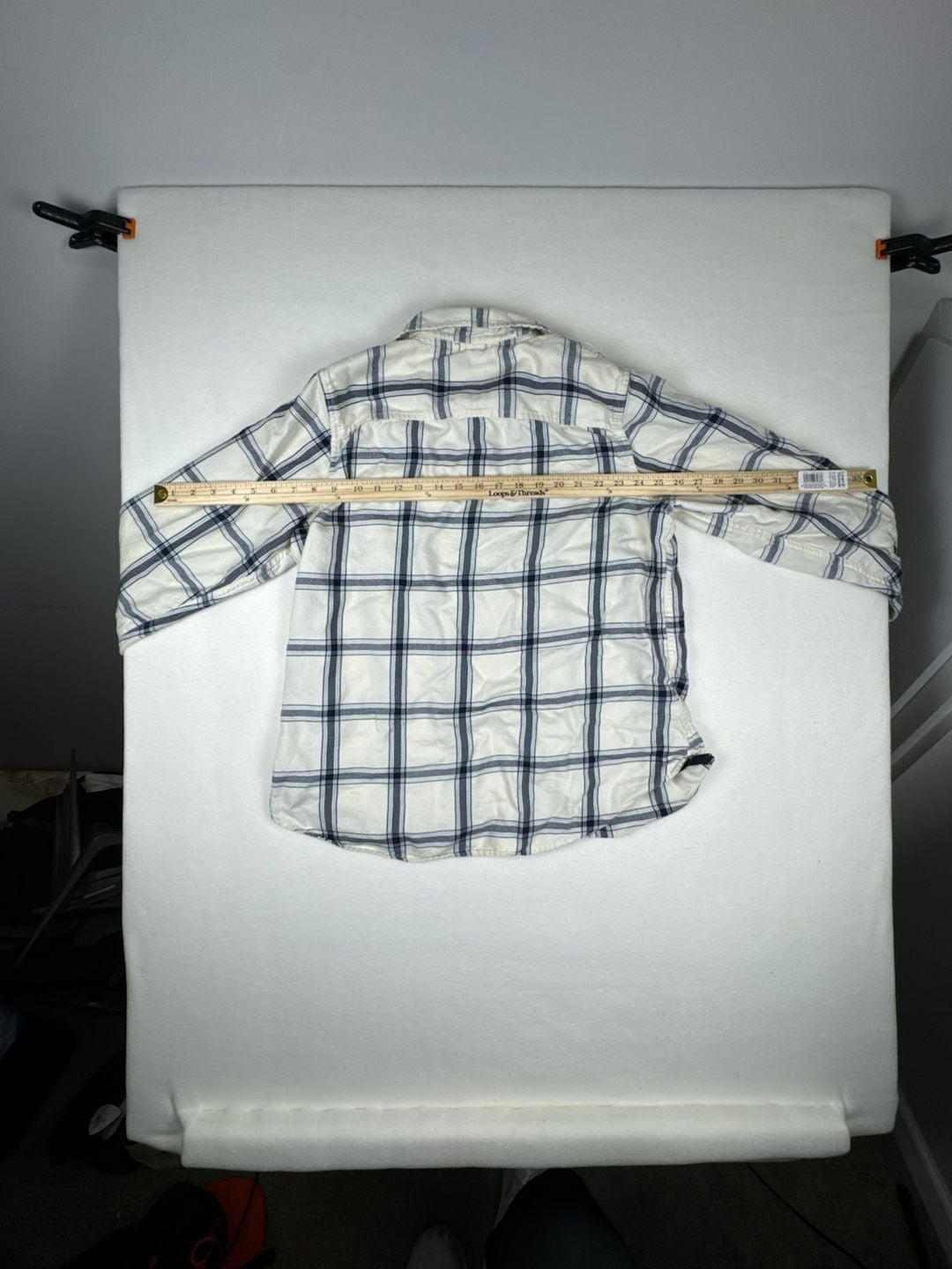 L.L. Bean Plaid Button-Down Shirt Size M Blue White Organic Cotton 8
