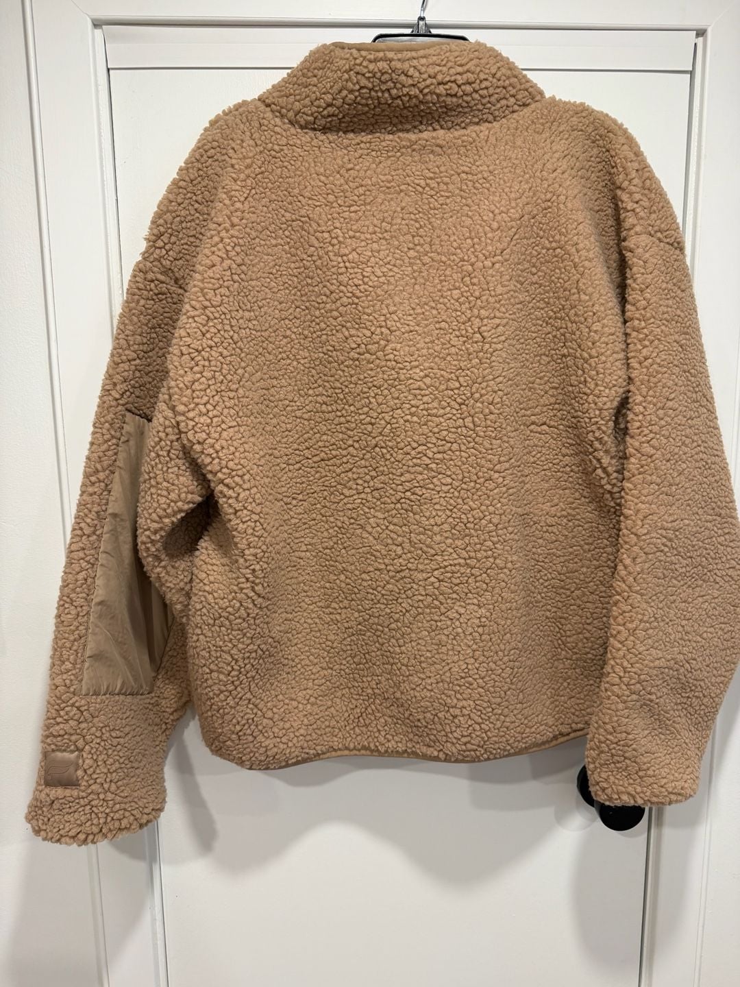 Fabletics Teddy Jacket Size XL Tan Sherpa Fleece Zip Pockets New 11