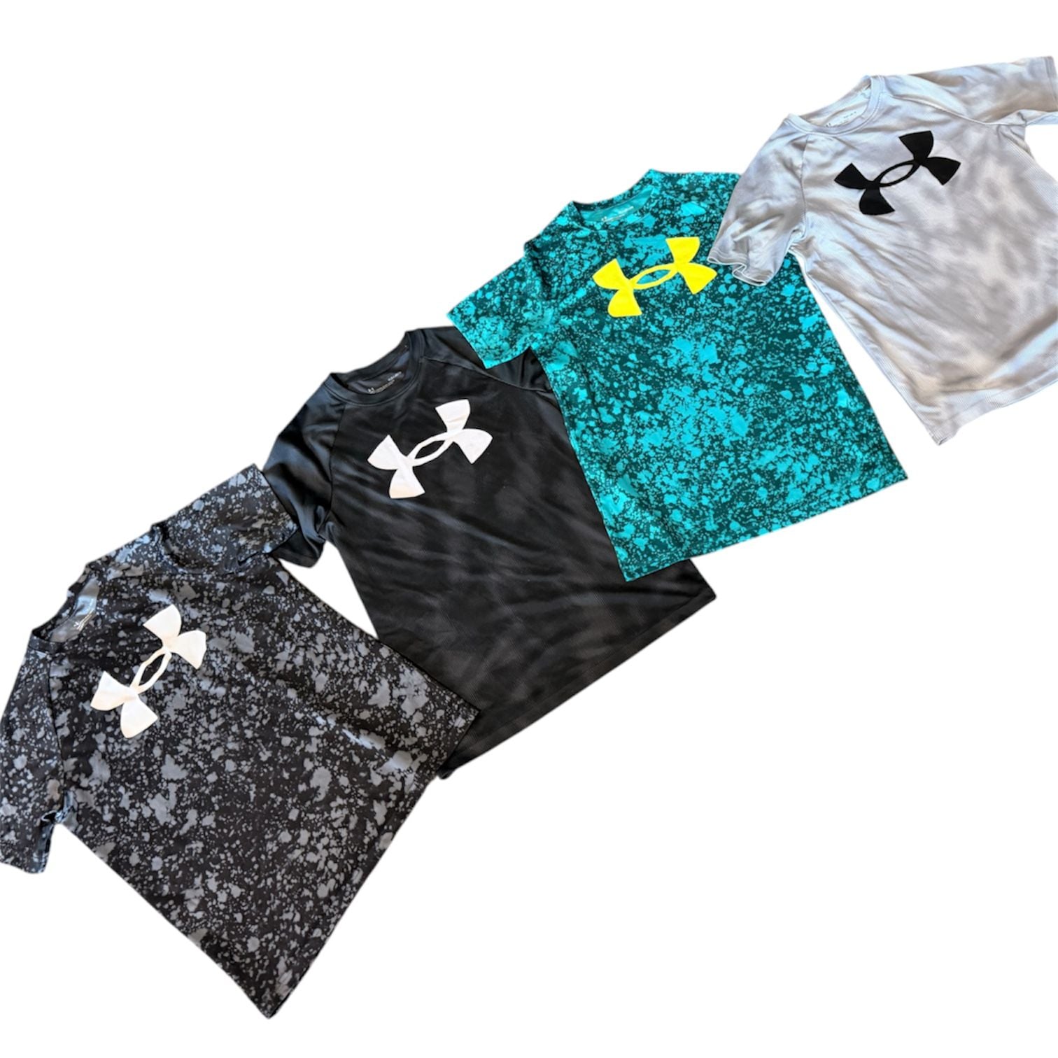 Under Armour Tech Big Logo Printed Boys Short Sleeve 4 Shirt Lot Size YLG 1