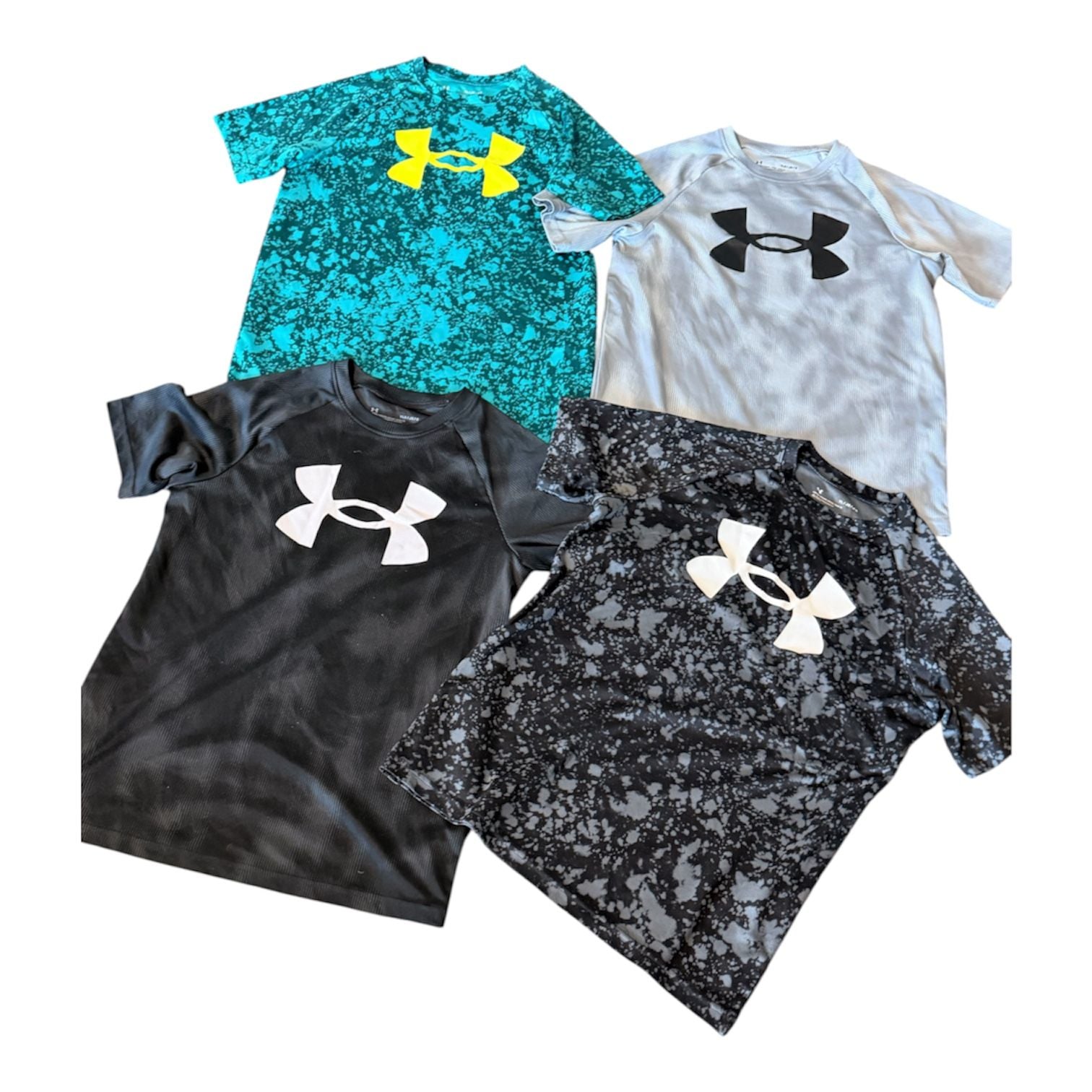 Under Armour Tech Big Logo Printed Boys Short Sleeve 4 Shirt Lot Size YLG 2