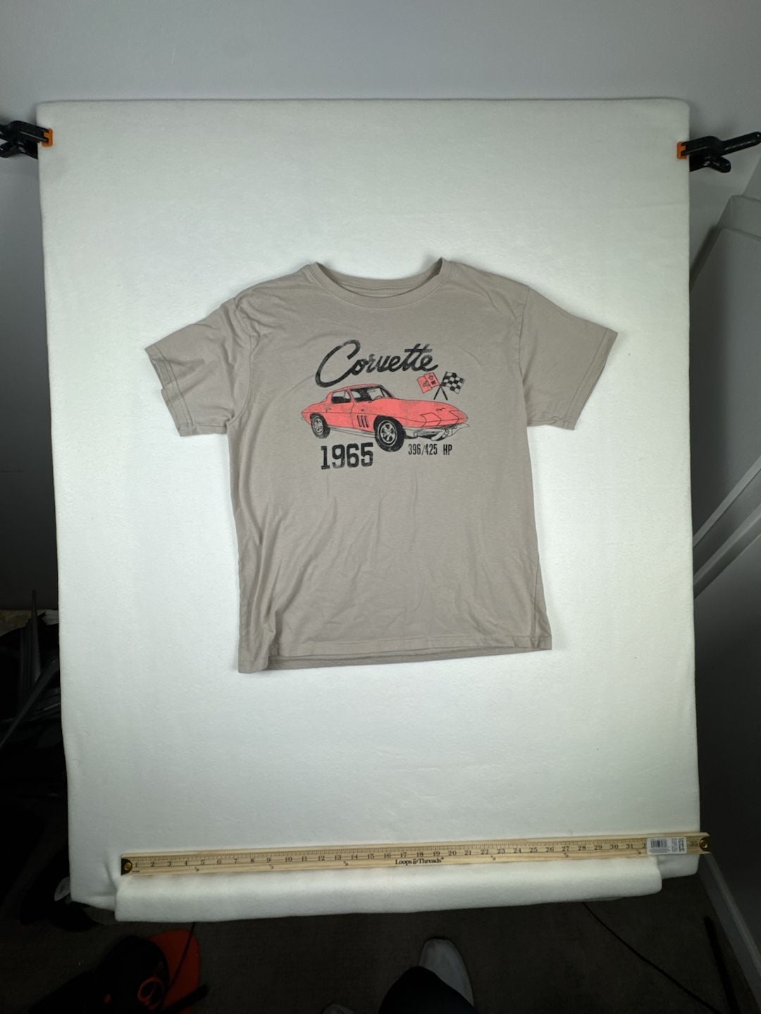 GM Corvette 1965 Graphic T-Shirt Women’s Size Large Tan 2