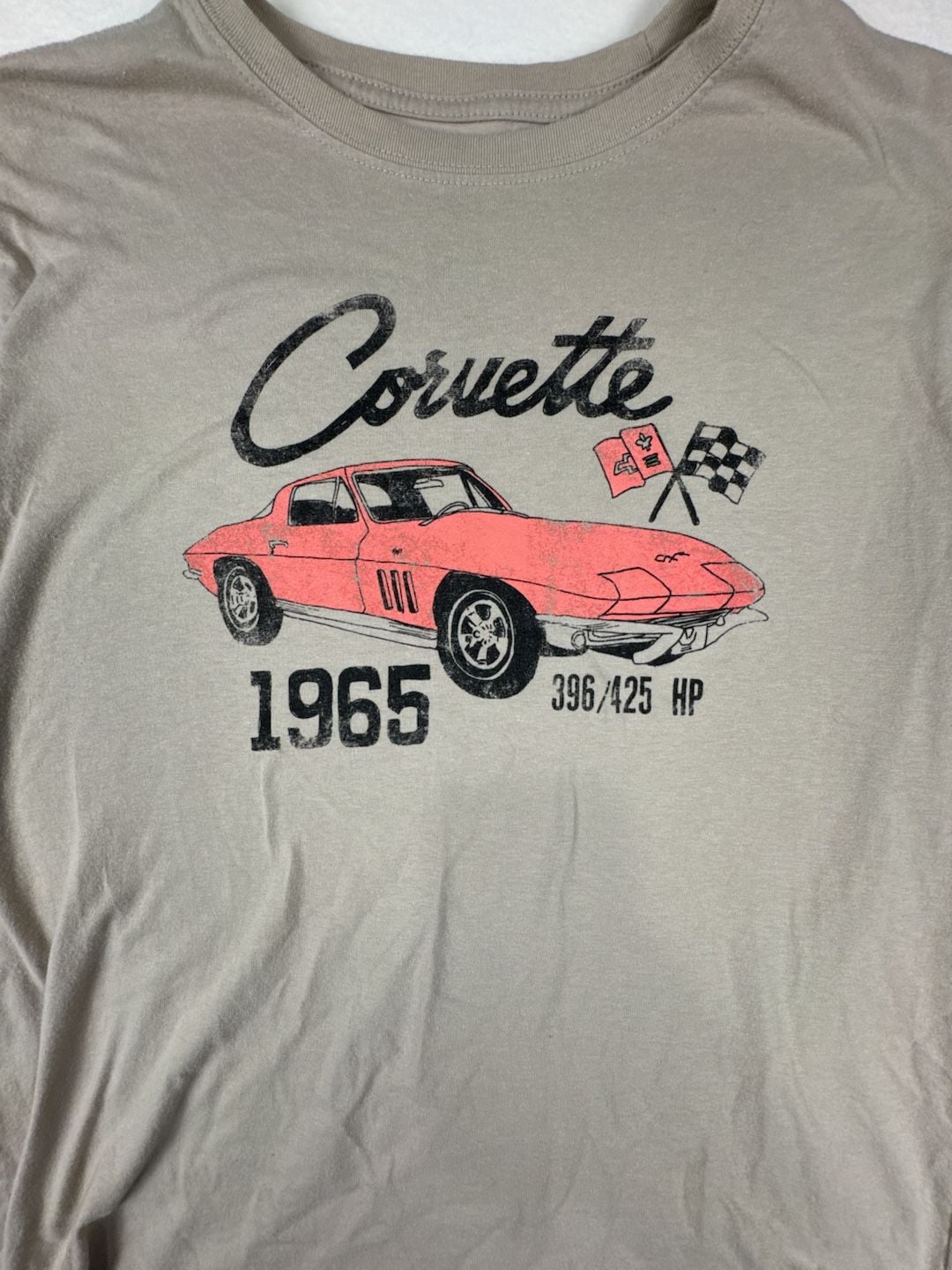 GM Corvette 1965 Graphic T-Shirt Women’s Size Large Tan 3