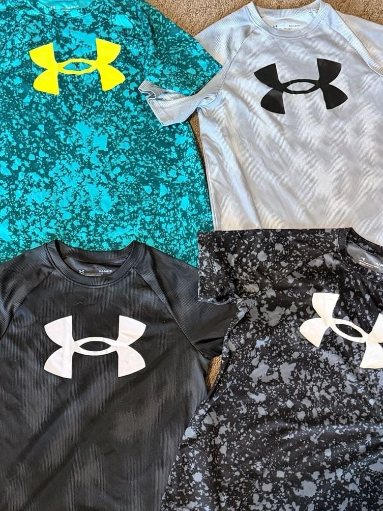 Under Armour Tech Big Logo Printed Boys Short Sleeve 4 Shirt Lot Size YLG 5