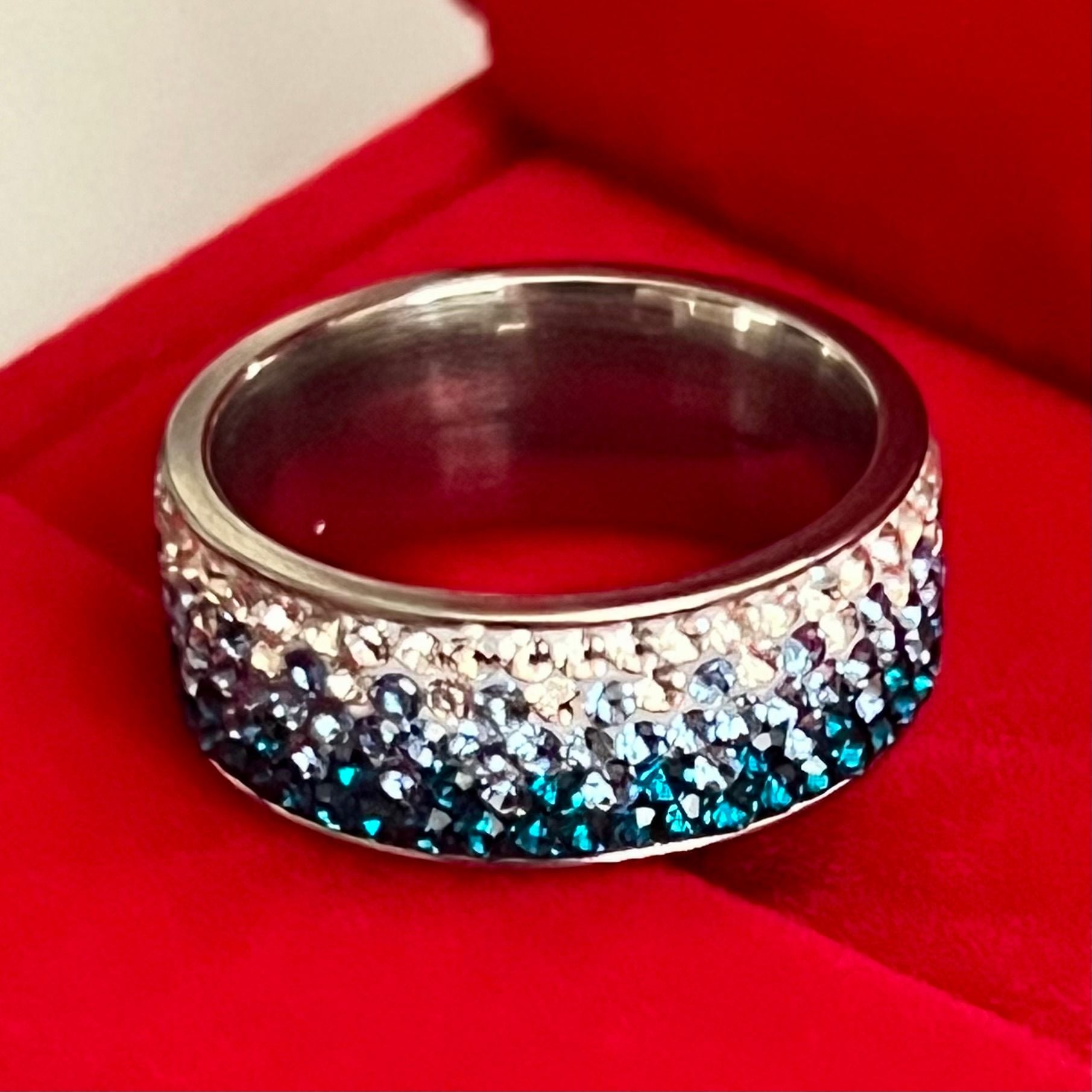 Swarovski Elements Crystal Ombre Eternity Ring Size 6 4