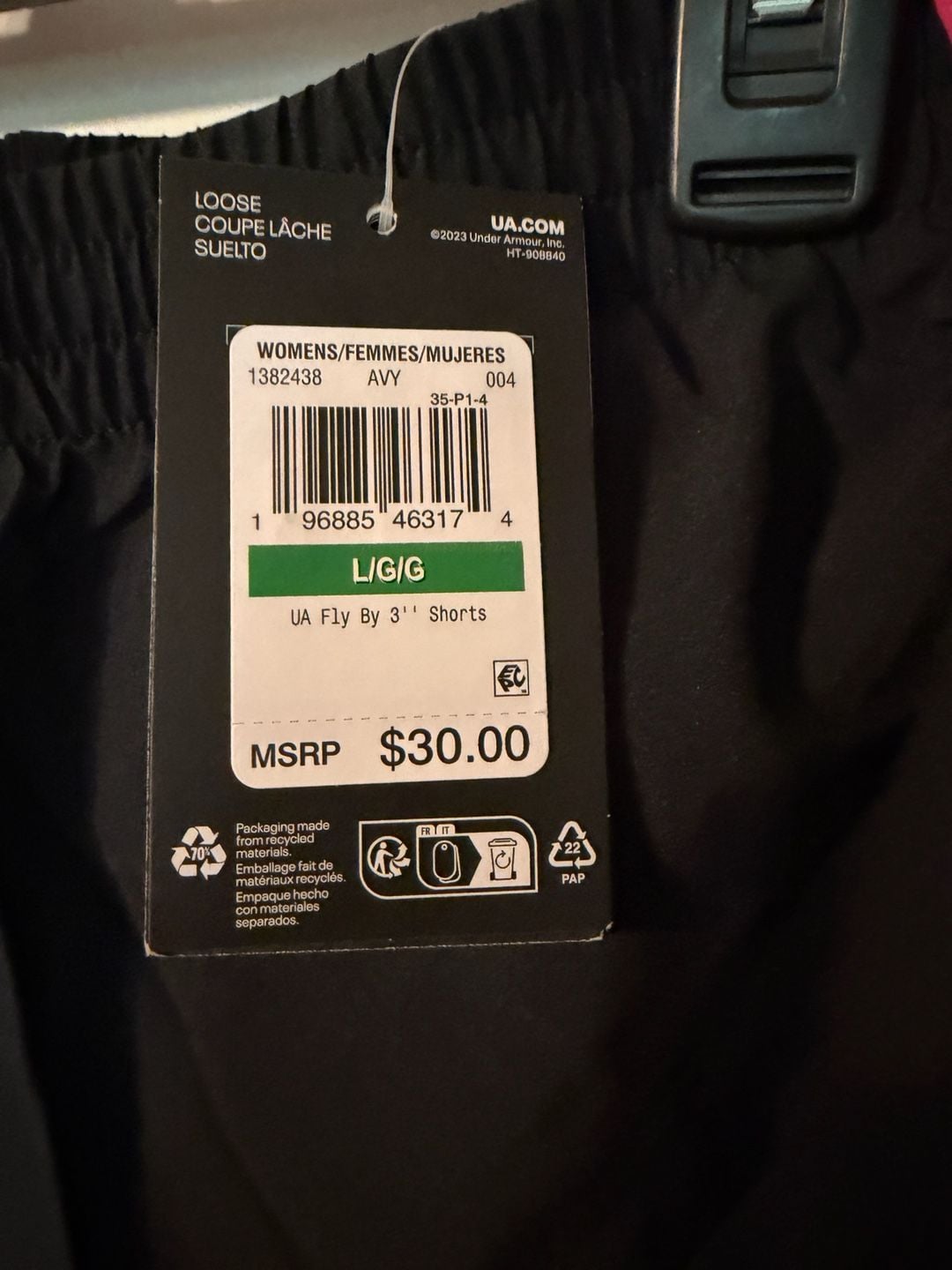 Under Armour UA Fly By 3'' Shorts Size L Black Pink 3