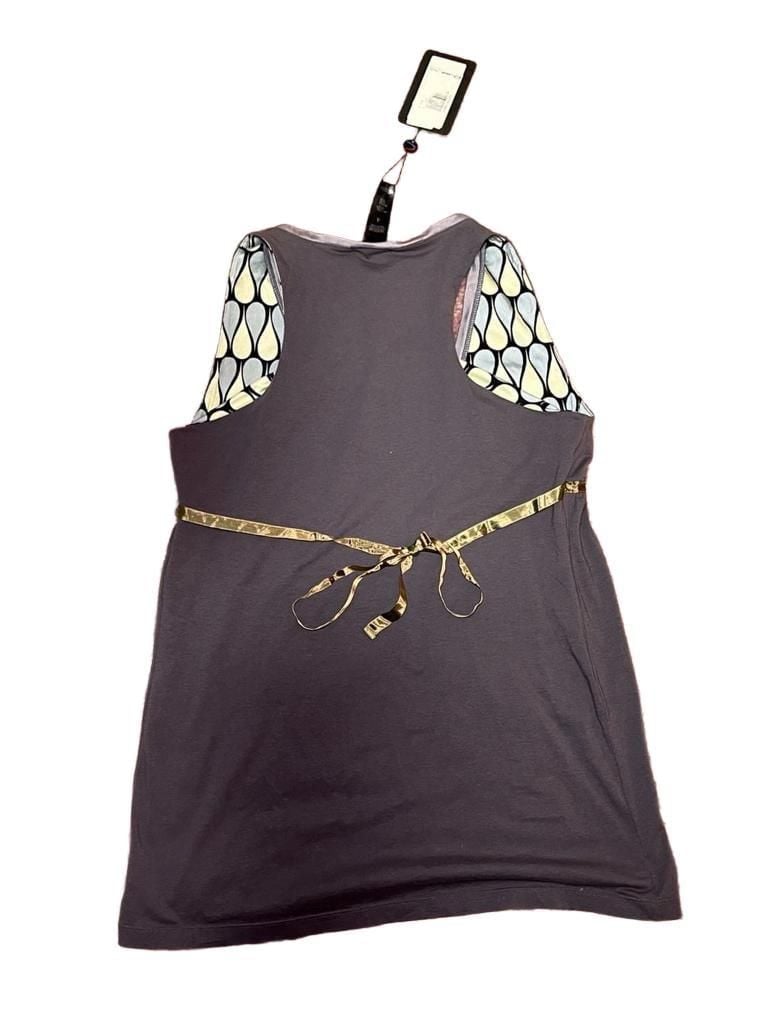 Custo Barcelona Y2K Vintage Graphic V Neck Top Gold Silver Size 4 L NWT 3