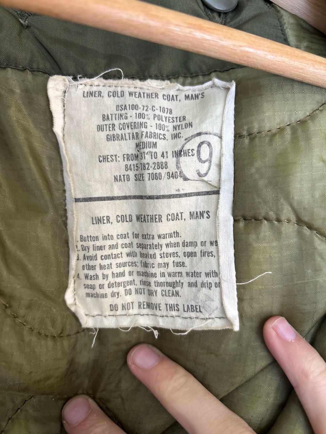 1967 US Military Aluminum Zip 2nd Pattern M-65 Field Jacket Small-Reg w/ Liner 7