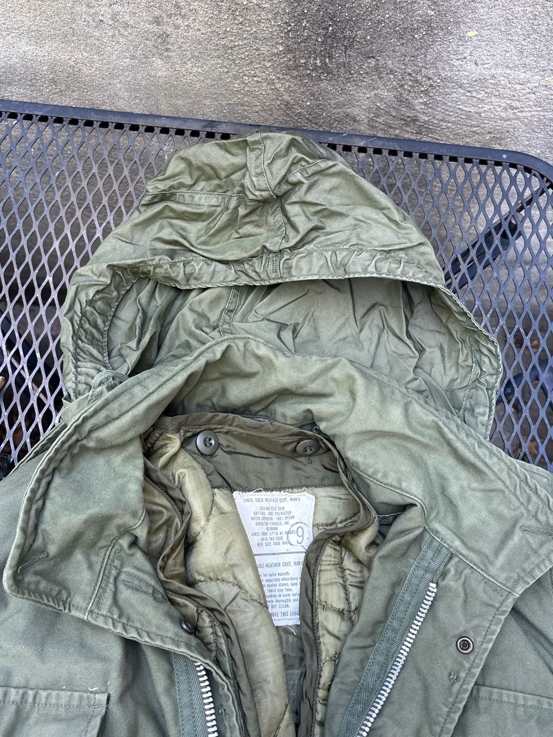 1967 US Military Aluminum Zip 2nd Pattern M-65 Field Jacket Small-Reg w/ Liner 11