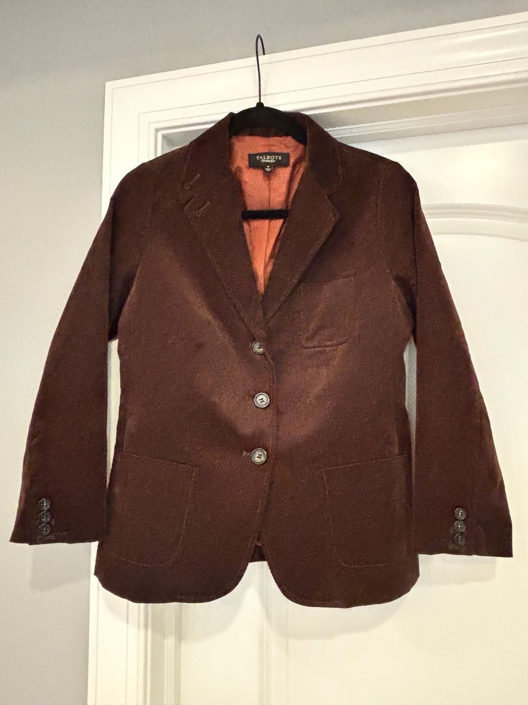 Talbots Brown Corduroy Blazer Size 4 Chocolate Brown Cotton Fall Jacket 7
