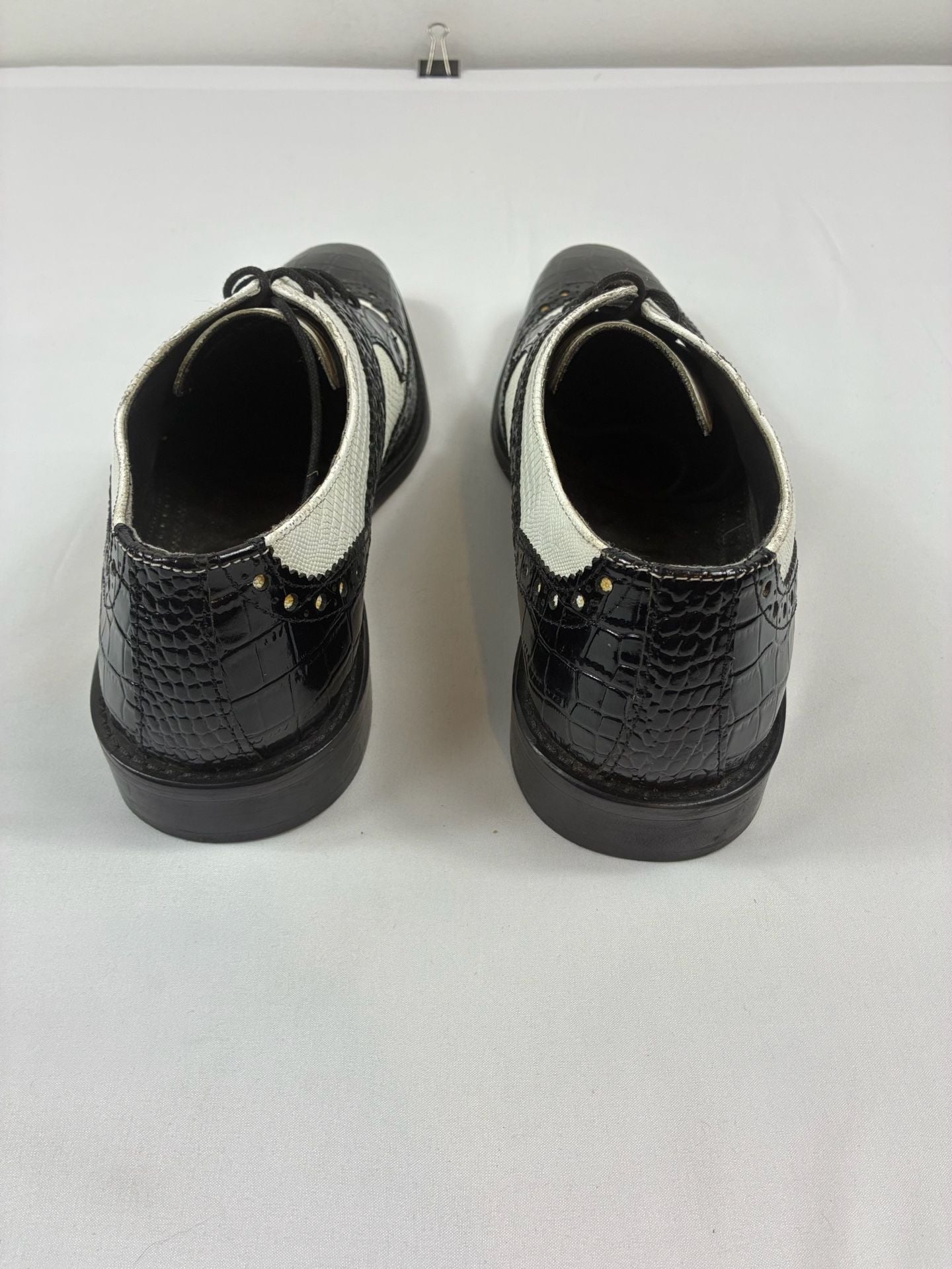 Stacy Adams 25167 Oxford Size 10.5M Black White Leather Wingtip Shoes 4