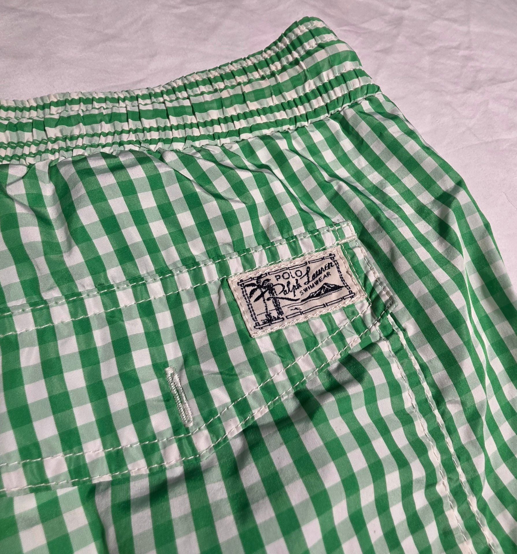 Polo Ralph Lauren Swim Trunks Size XL Green Gingham 5
