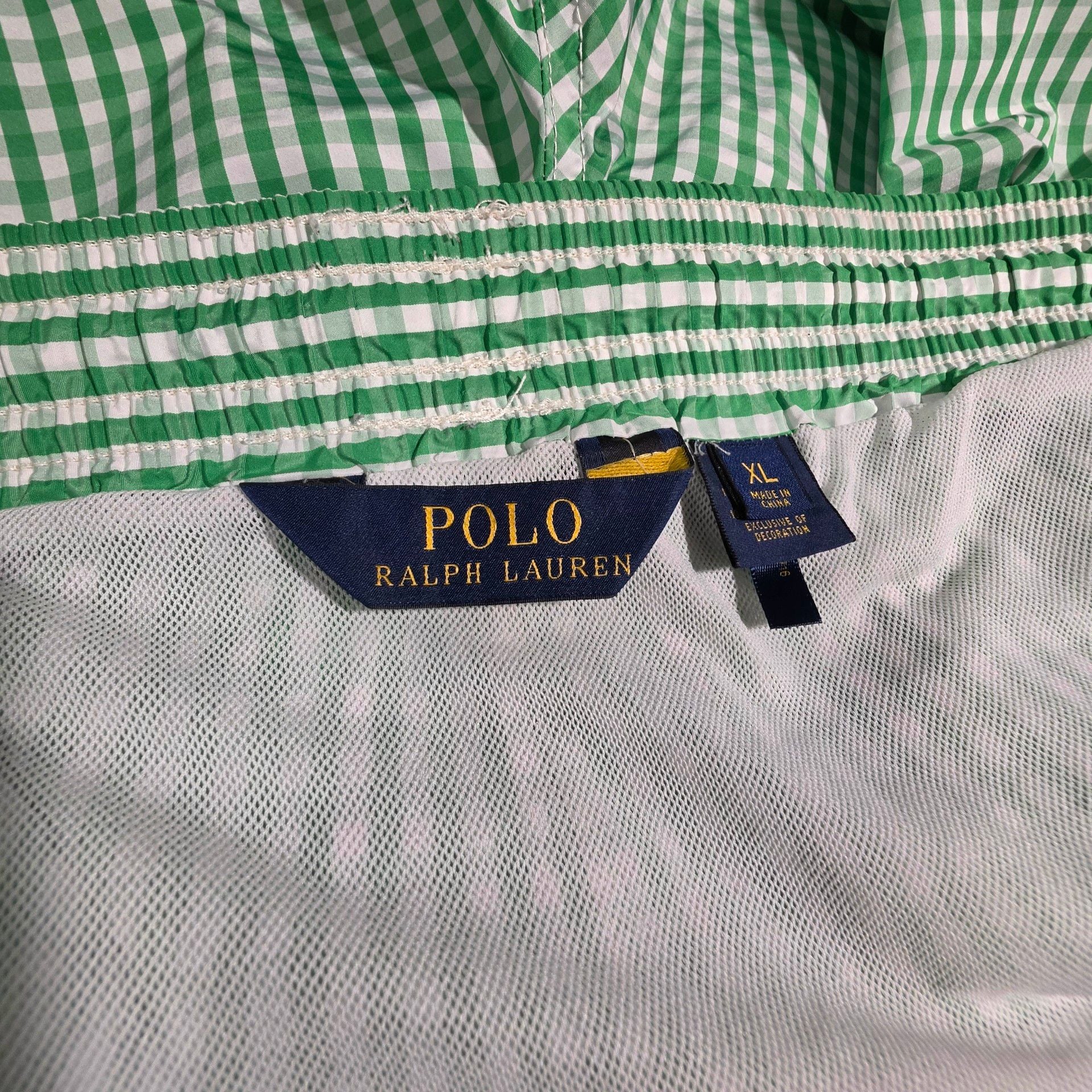 Polo Ralph Lauren Swim Trunks Size XL Green Gingham 6