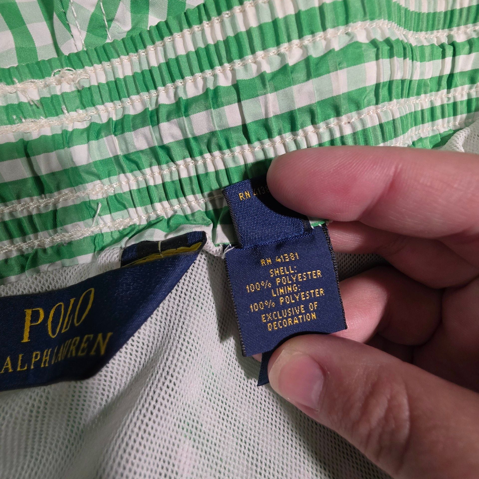 Polo Ralph Lauren Swim Trunks Size XL Green Gingham 7