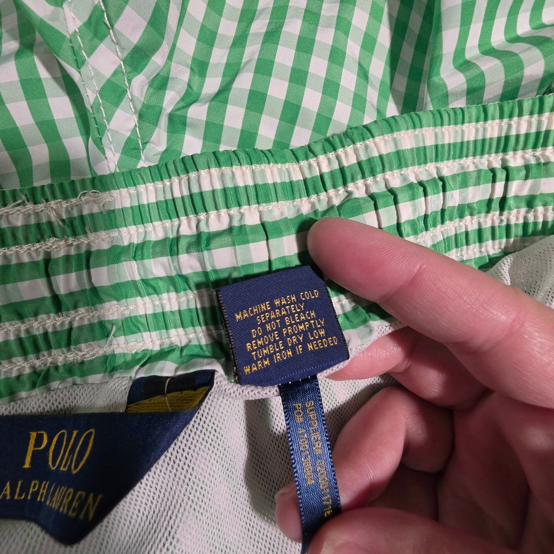 Polo Ralph Lauren Swim Trunks Size XL Green Gingham 8