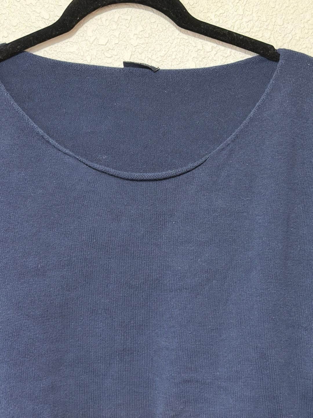 John Galt California Navy Crop Sweater One Size Blue Cotton Knit Scoop Neck 5