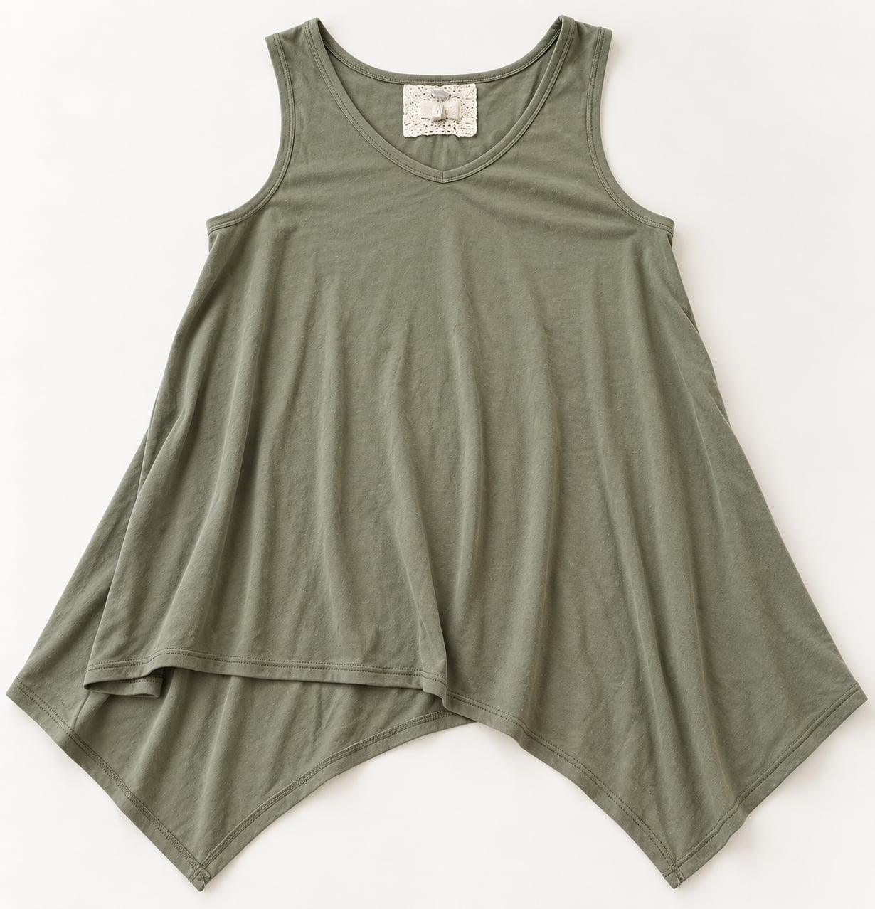 Cupio Tank Top Size M Green Asymmetrical Hanky Hem (b1) 2