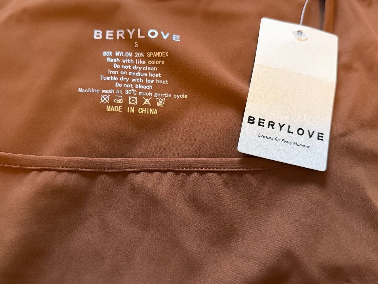 Berylove Short Sleeve Bodysuit Size S Terracotta Square Neck 4
