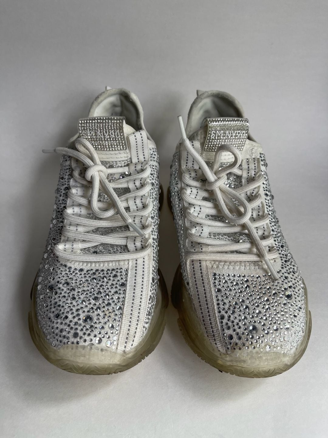 Steve Madden Maxima-R Rhinestone Chunky Sneakers White 6