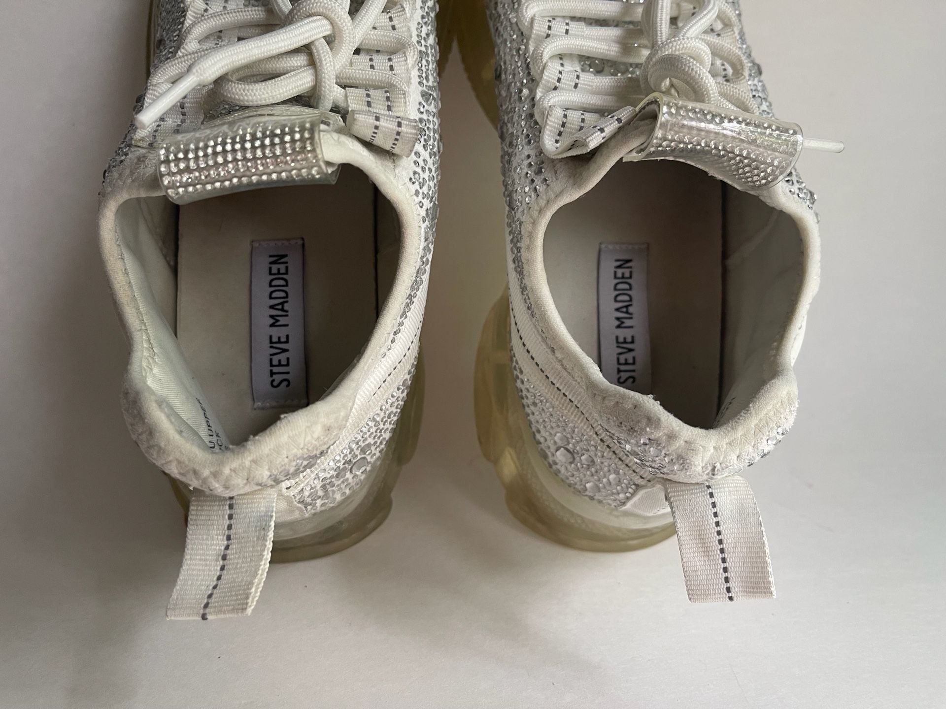 Steve Madden Maxima-R Rhinestone Chunky Sneakers White 9