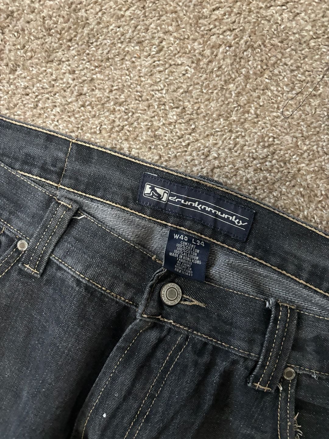 Early 2000s Drunkmunky Relaxed Straight Denim Jeans 40x34 Black Distressed Y2K 4