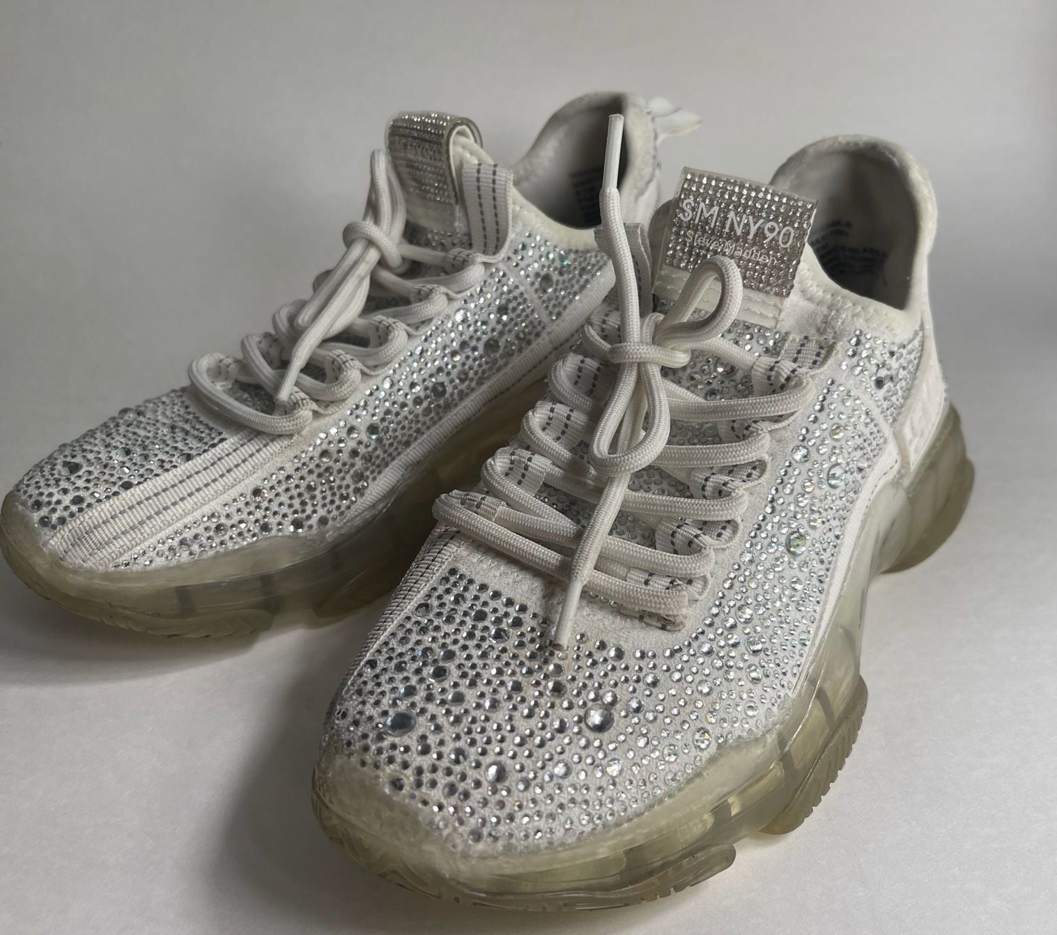 Steve Madden Maxima-R Rhinestone Chunky Sneakers White 3