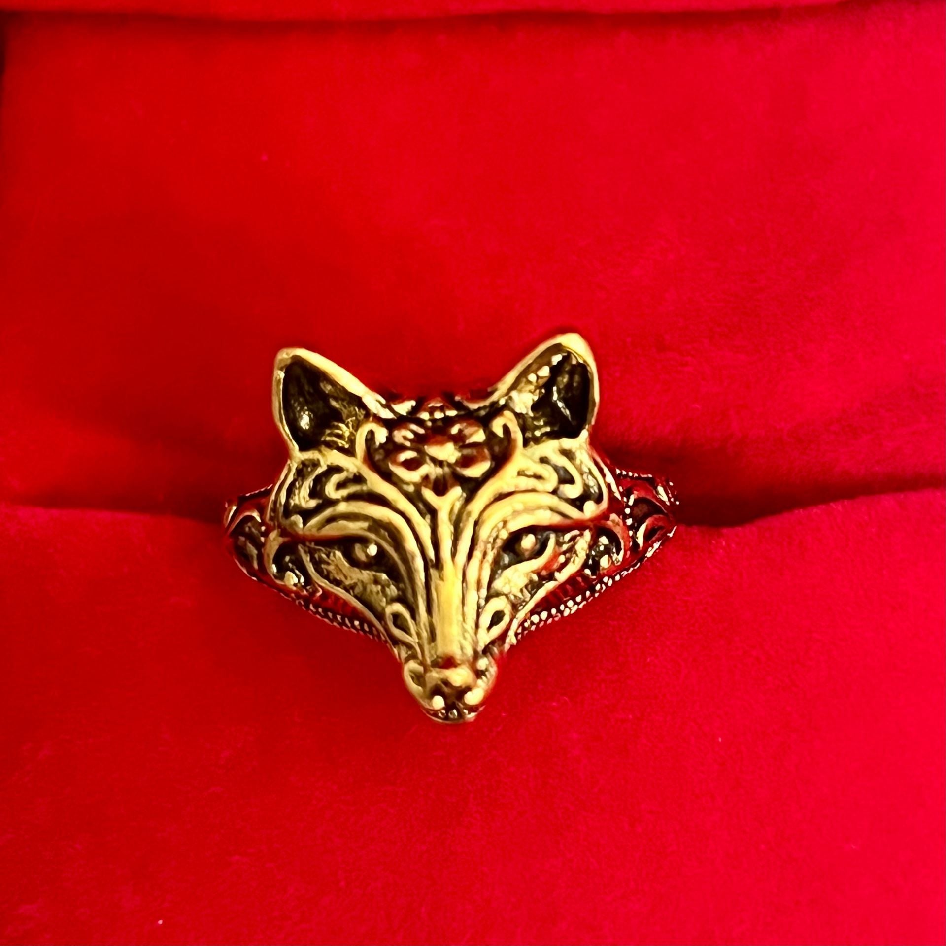 Burberry Prorsum Gold Fox Ring Size 6 1
