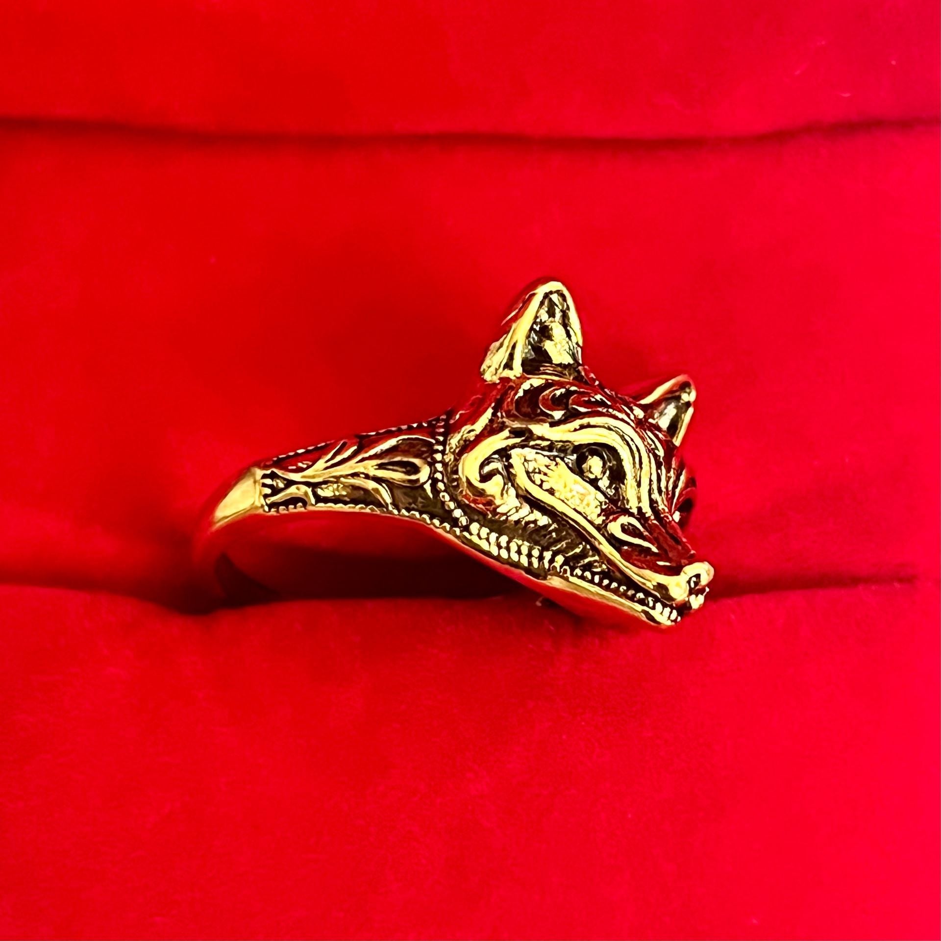 Burberry Prorsum Gold Fox Ring Size 6 3