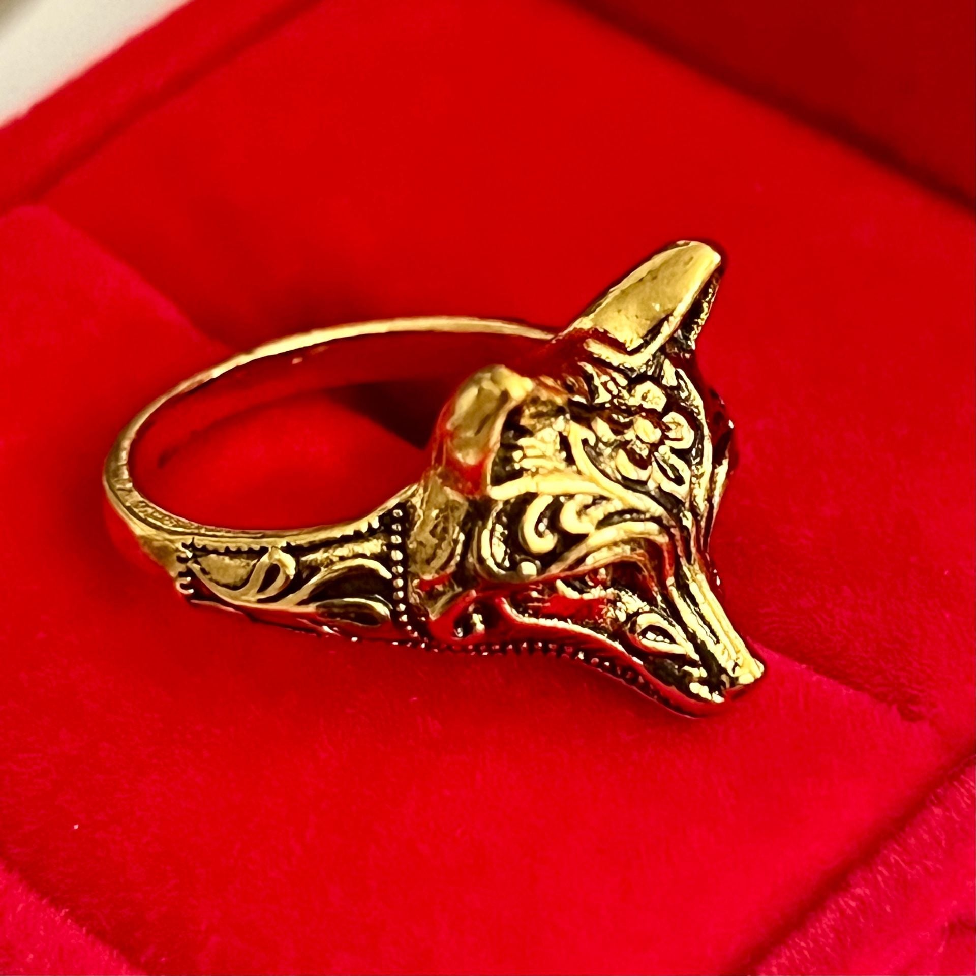 Burberry Prorsum Gold Fox Ring Size 6 7