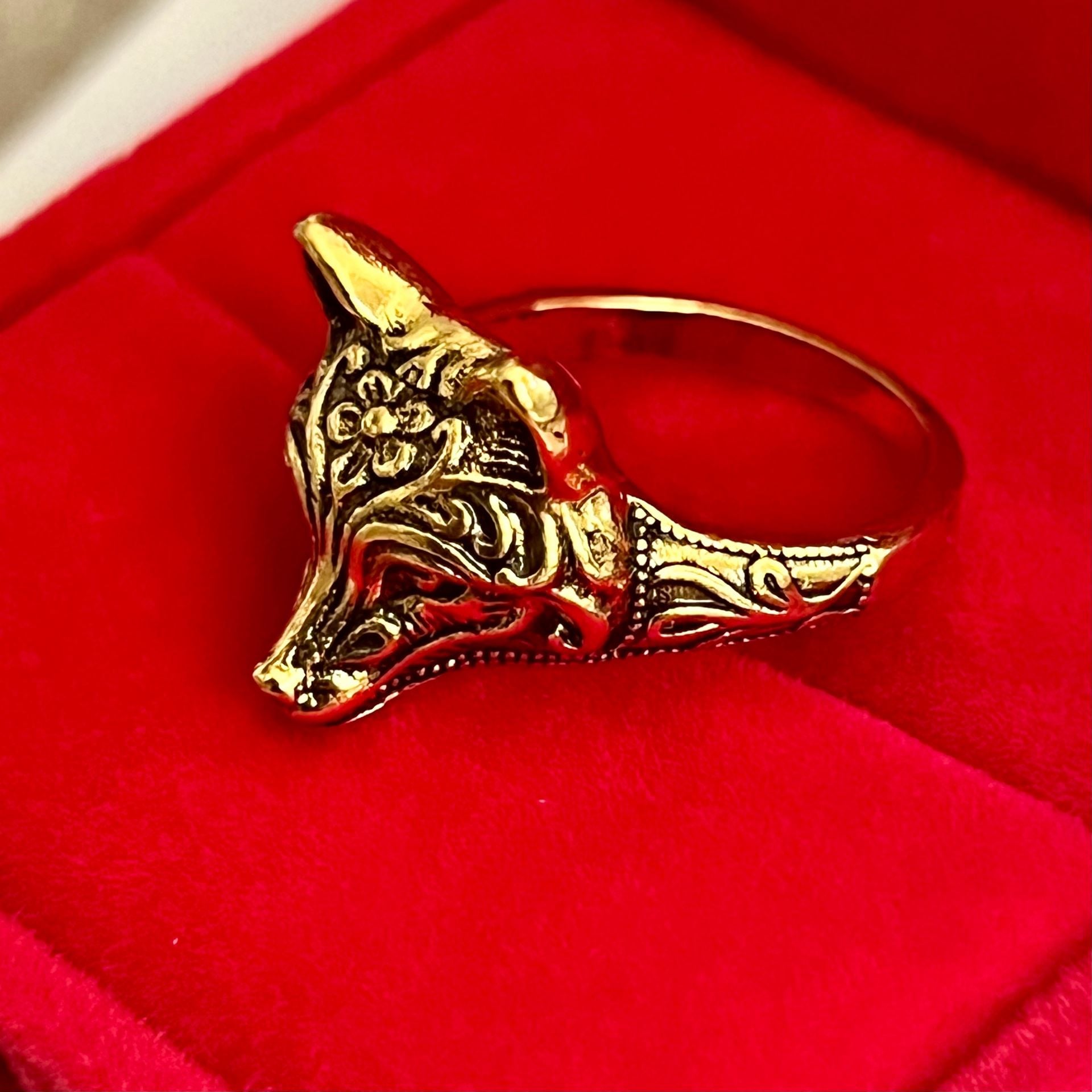 Burberry Prorsum Gold Fox Ring Size 6 8