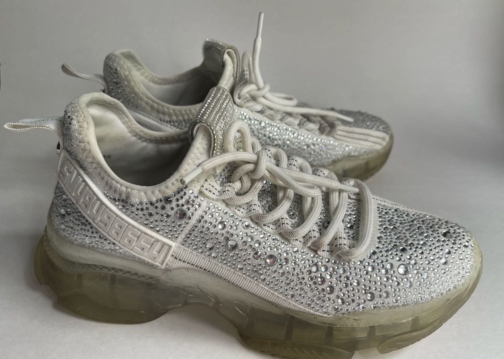 Steve Madden Maxima-R Rhinestone Chunky Sneakers White 4