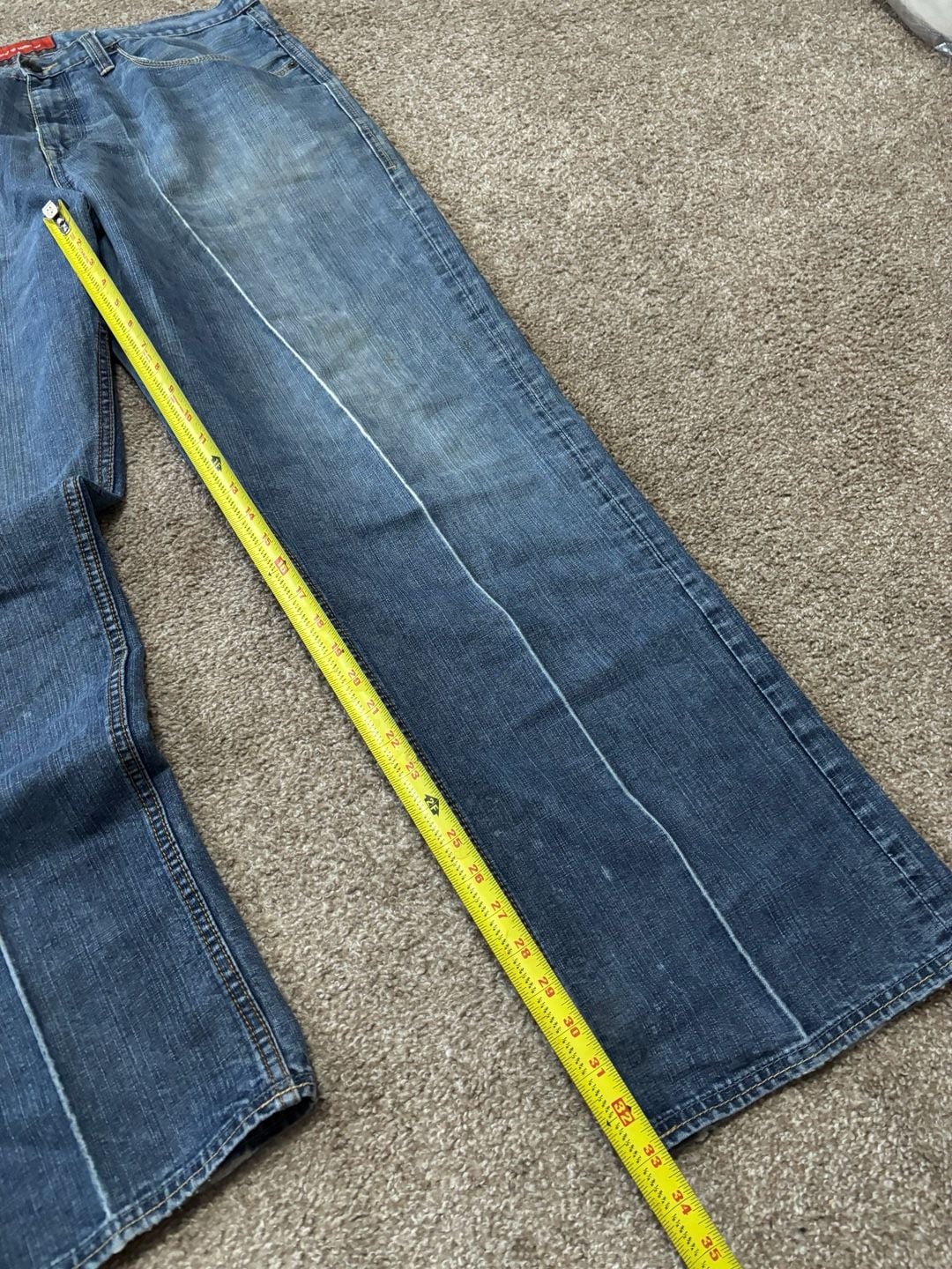 Early 2000s Rocawear Jeans 40x32 Blue Denim Vintage Embroidered Logo Bootcut Pants 7