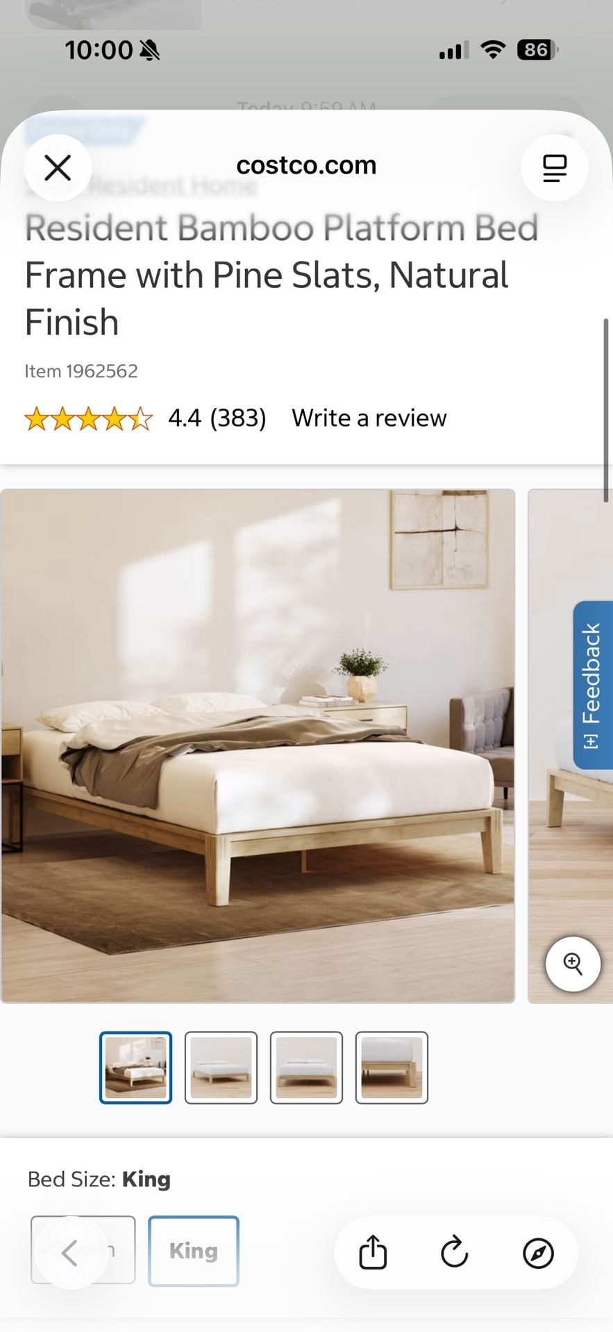 Resident Bamboo Bed Frame King Platform Natural Finish 2