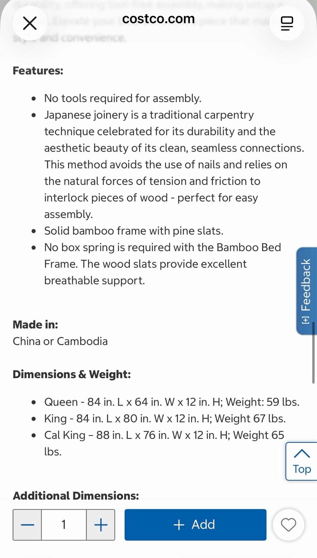 Resident Bamboo Bed Frame King Platform Natural Finish 3