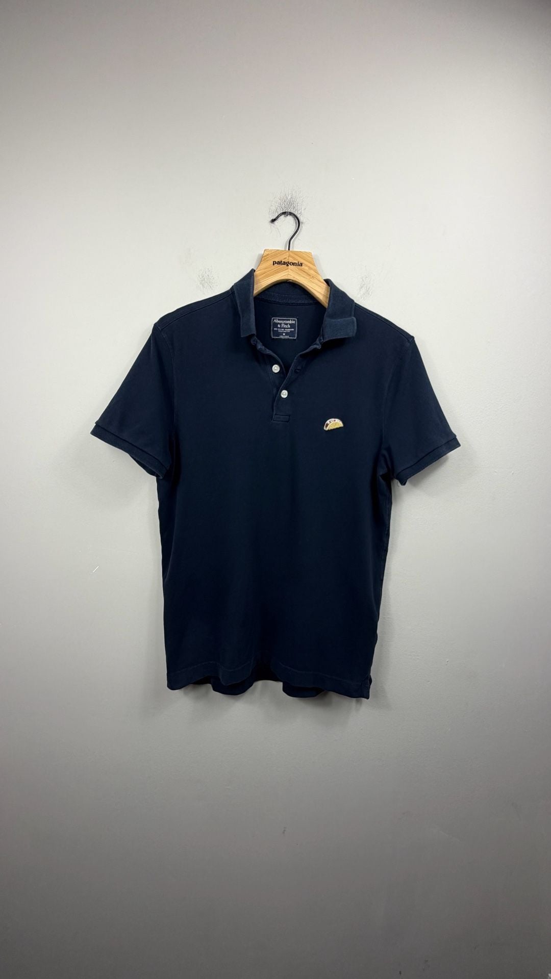 Abercrombie & Fitch Polo Shirt Size M Navy Taco Graphic 2