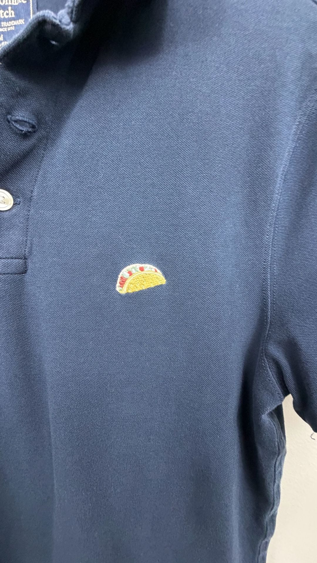 Abercrombie & Fitch Polo Shirt Size M Navy Taco Graphic 3