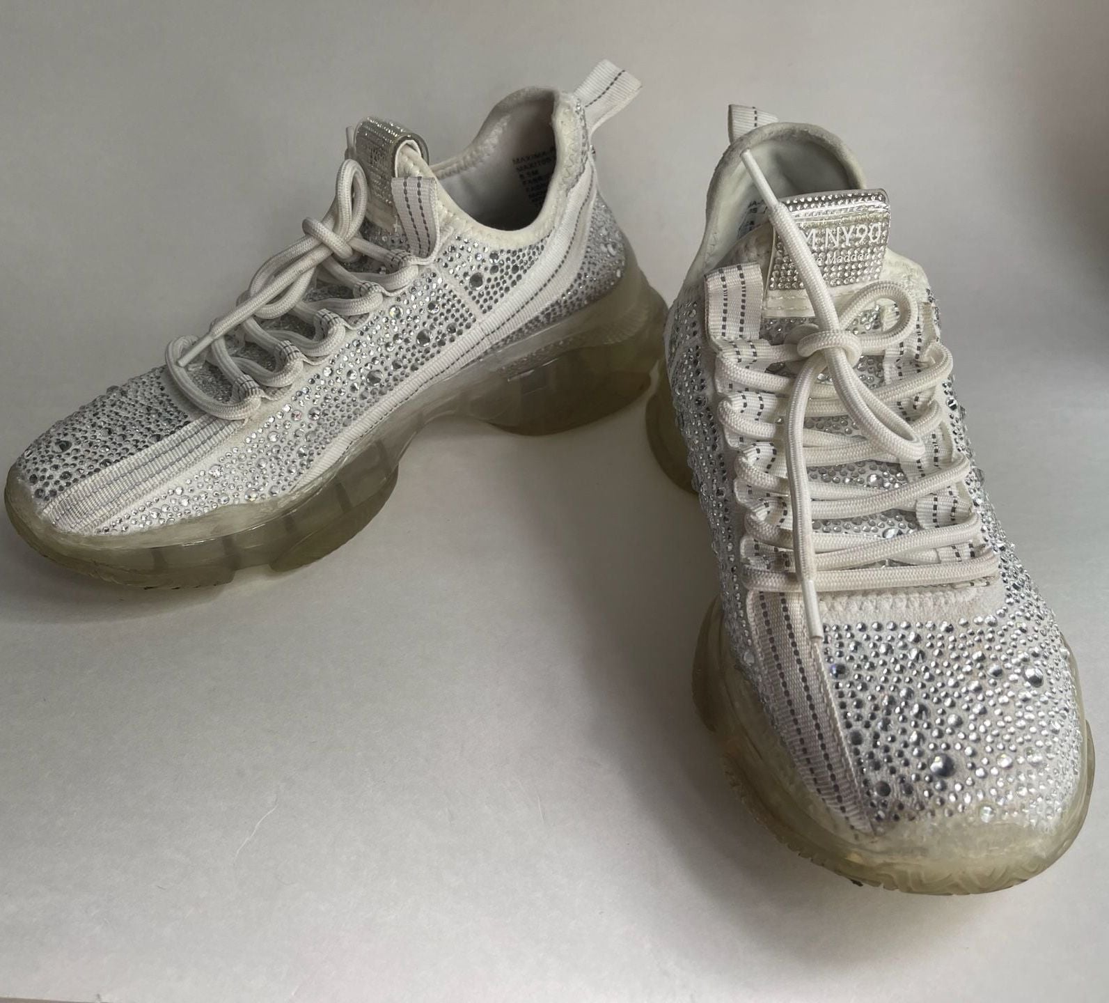 Steve Madden Maxima-R Rhinestone Chunky Sneakers White 8
