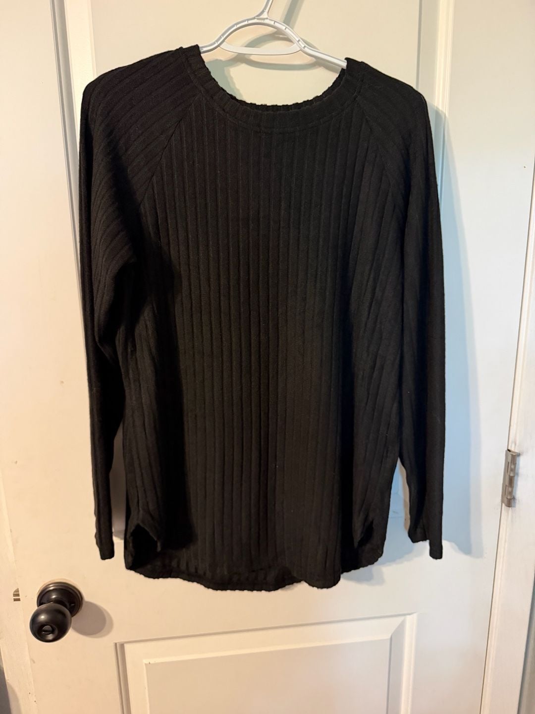 Unbranded Ribbed Pullover Sweater Size M Black Long Sleeve Crewneck 2
