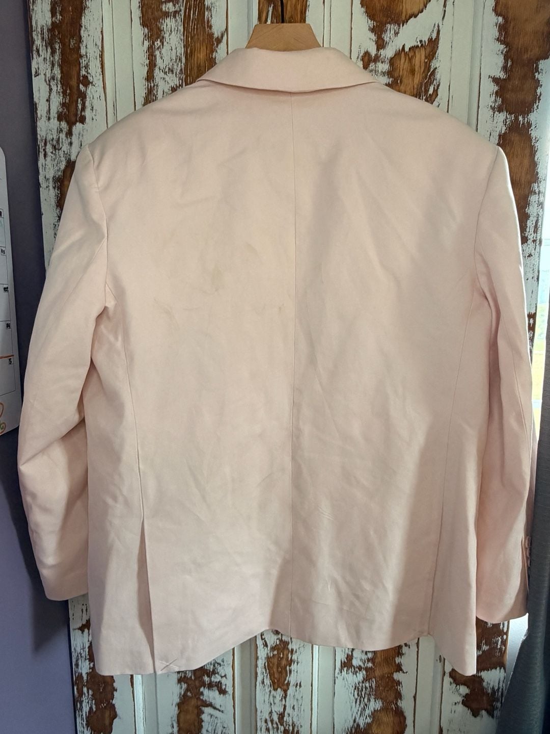 KBB by Kahlana Women’s Double Breasted Blazer Size L Pink Cotton Linen NWT 2